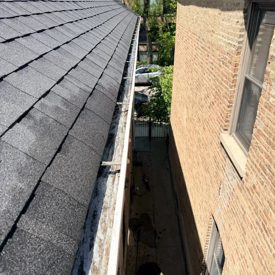 Gutter cleaning after, clear gutters
