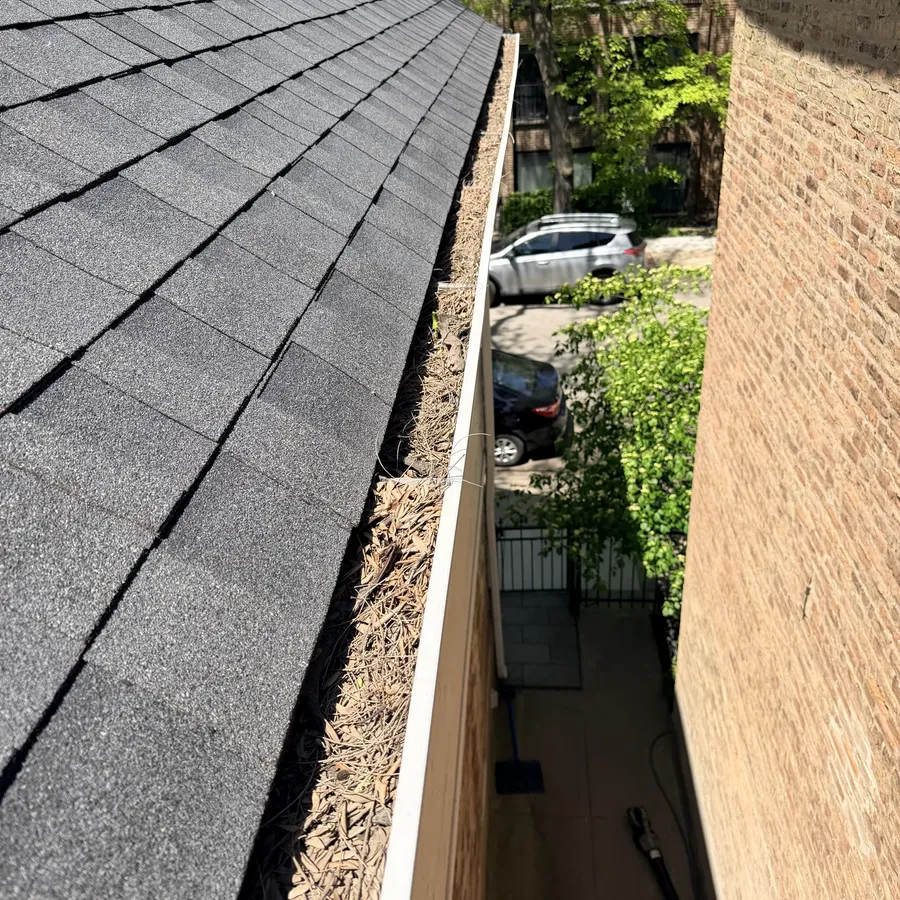 Gutter cleaning before, clogged gutters