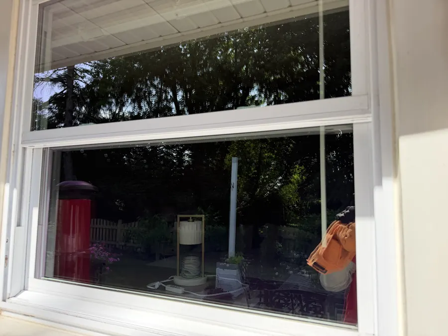 The same window after cleaning, glass clear