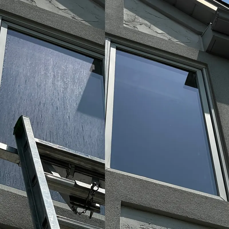 Casement window, before and after cleaning