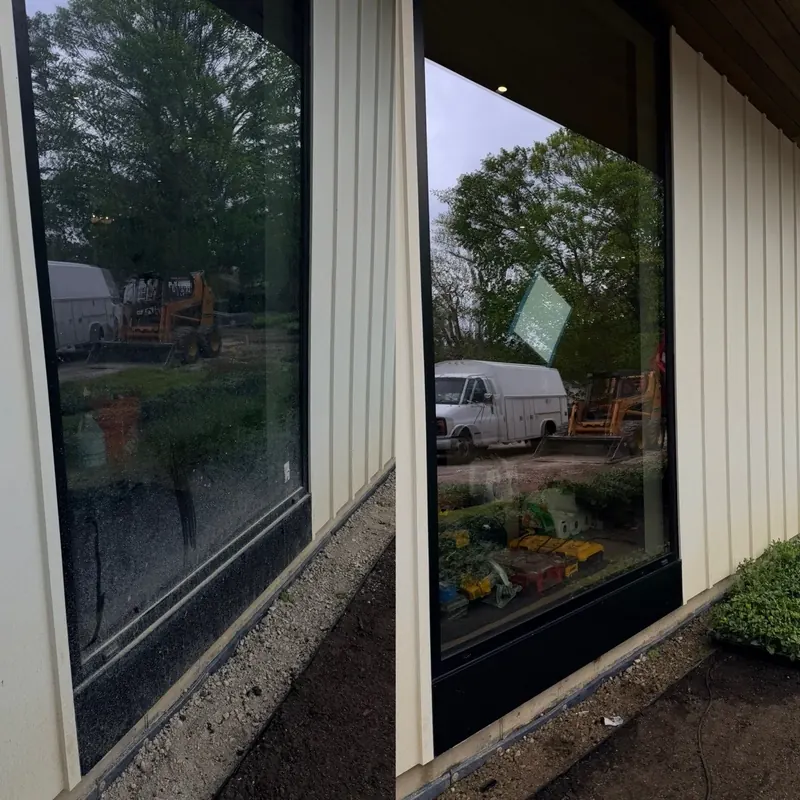 Storefront window, before and after cleaning